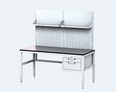 ALGERS Werkbank - 1665 - 1905 x 1600 x 700 mm - container - perfo - fach